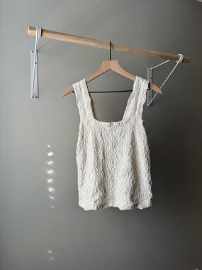 ARULA Ivory Textured Square-Neck Tank